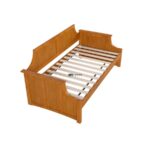 Classic Solid Wood Daybed Sofa with Armrests (Honey Oak Finish) - Image 2