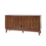 Geometric Carved Wooden Sideboard – Modern Designer Storage Cabinet - Image 4