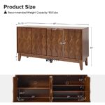 Geometric Carved Wooden Sideboard – Modern Designer Storage Cabinet - Image 5