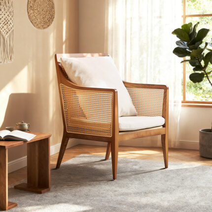 Mid-Century Style Upholstered Armchair for Living Room and Bedroom