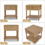 Solid Wood End Table with Drawer, Shelf and Spindle Leg Design - Image 4