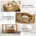 Solid Wood End Table with Drawer, Shelf and Spindle Leg Design - Image 2