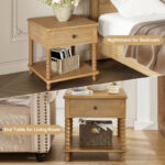 Solid Wood End Table with Drawer, Shelf and Spindle Leg Design - Image 3