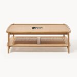 Wooden Coffee Table with Fabric Upholstered Top and Hidden Storage - Image 4