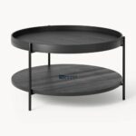 Wooden Round Coffee Table Black Lacquered Oak - Image 5