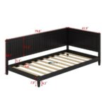 Modern Slatted Wood Daybed Sofa with Armrest (Matte Black Finish) - Image 5