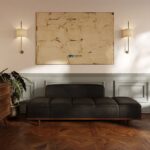 Modern Upholstered Daybed Sofa with Wooden Legs (Charcoal Black)