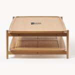 Wooden Coffee Table with Fabric Upholstered Top and Hidden Storage - Image 5