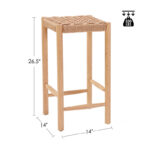 Rattan Weave Bar Stools with Solid Wood Support Frame (Set of 2) - Image 6