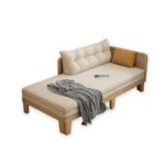 Scandinavian Solid Wood Daybed Sofa with Tufted Upholstery (Natural Beige) - Image 5