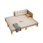 Scandinavian Solid Wood Daybed Sofa with Tufted Upholstery (Natural Beige) - Image 2
