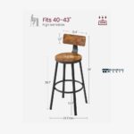 Solid Wood & Metal Bar Stool Set of 2 for Kitchen & Bar Seating - Image 2