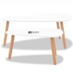 2 Piece Nesting Coffee Table Set with Solid Pine Wood Legs - Image 3