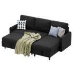Luxury Convertible Sofa Cum Bed with Deep Cushioned Seating (Midnight Black) - Image 4
