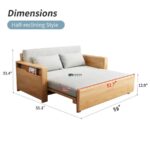 Wooden Frame Sofa Cum Bed with Side Storage & Upholstered Mattress (Natural Oak Finish) - Image 5