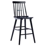 Solid Wood Bar Chair with Spindle Backrest for Kitchen Counter & Bar – Black Finish - Image 3