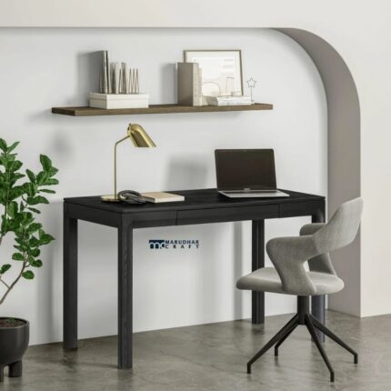 Modern Solid Wood Study Table / Writing Desk – Black Finish Home & Office Desk