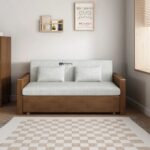 Classic Comfort Wooden Sofa Cum Bed with Storage Arms - Image 2
