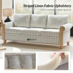 Classic Striped Fabric Sofa with Rolled Arms and Solid Wood Spindle Legs - Image 5