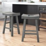 Upholstered Counter Stool with Sturdy Metal Frame – Set of 2