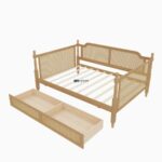 Solid Wood Cane Panel Daybed with Storage Drawers – Natural Finish - Image 4