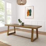 Classic Solid Wood Dining Table with Pecan Wirebrush Finish - Image 2