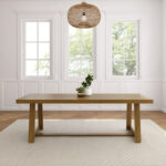 Classic Solid Wood Dining Table with Pecan Wirebrush Finish