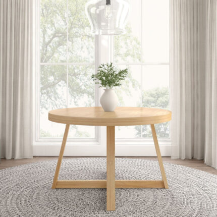 Solid Wood Classic Round Dining Table for Indian Homes