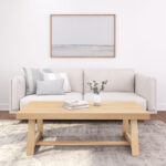 Solid Wood Coffee Table with Blonde Wirebrush Finish for Indian Homes