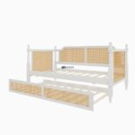 Solid Wood Cane Panel Daybed – White Finish with Natural Rattan - Image 5