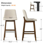 Upholstered Low Back Solid Wood Bar & Kitchen Dining Stools (Set of 2) - Image 3