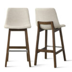 Upholstered Low Back Solid Wood Bar & Kitchen Dining Stools (Set of 2) - Image 2