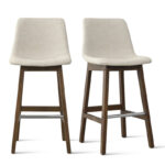 Upholstered Low Back Solid Wood Bar & Kitchen Dining Stools (Set of 2) - Image 5