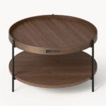 Wood Round Coffee Table for Living Room with Walnut Finish - Image 5