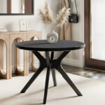 Solid Wood Black Round Dining Table