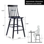 Solid Wood Bar Chair with Spindle Backrest for Kitchen Counter & Bar – Black Finish - Image 2