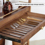 Solid Wood Rolling Bar Cart - Image 4