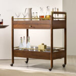 Solid Wood Rolling Bar Cart