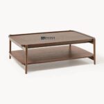 Wooden Coffee Table Upholstered Top and Hidden Storage Dark oak - Image 3