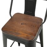 Metal & Solid Wood Bar Stool with Backrest for Kitchen Counter & Bar – Grey & Natural Finish - Image 4