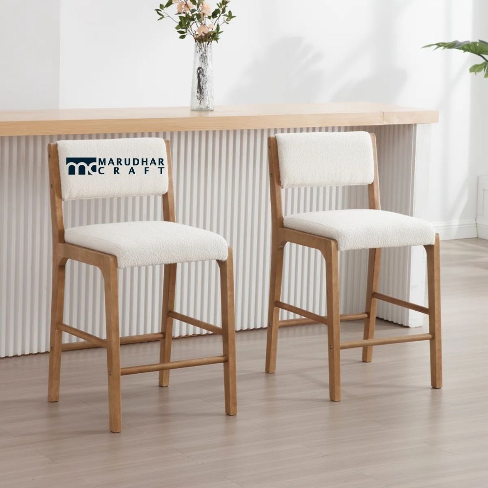 35 Fabric-Cushioned Bar Stools with Durable Solid Wood Base - Image 1