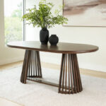 Solid Wood Oval Dining Table with Walnut Finish - Image 6