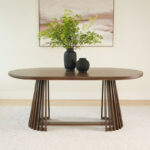 Solid Wood Oval Dining Table with Walnut Finish