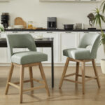 Swivel Bar Stools with Durable Solid Wood Frame for Counters & Kitchen Islands (Set of 2)