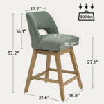 Swivel Bar Stools with Durable Solid Wood Frame for Counters & Kitchen Islands (Set of 2) - Image 4