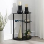 Black Glass Console Table with Multi-Level Shelves for Modern Homes