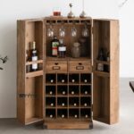Tall Wine and Coffee Bar Cabinet with Built-In Wine Bottle and Glass Storage - Image 2