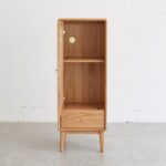 Compact Solid Oak Storage Cabinet with Clear Glass Doors for Modern Homes - Image 13
