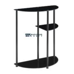 Black Glass Console Table with Multi-Level Shelves for Modern Homes - Image 3