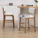 Fabric-Cushioned Bar Stools with Durable Solid Wood Base - Image 2